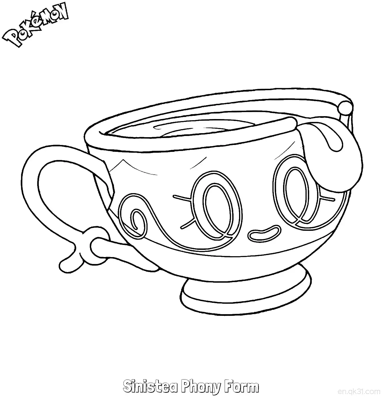 来悲茶 赝品形态简笔画 - 免费可打印宝可梦简笔画简笔画涂色画 – 为儿童和成人提供的免费可打印简笔画涂色画